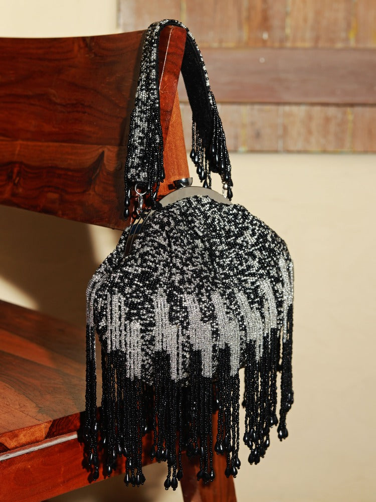 Amour Black Batua Bag with Detachable Handle