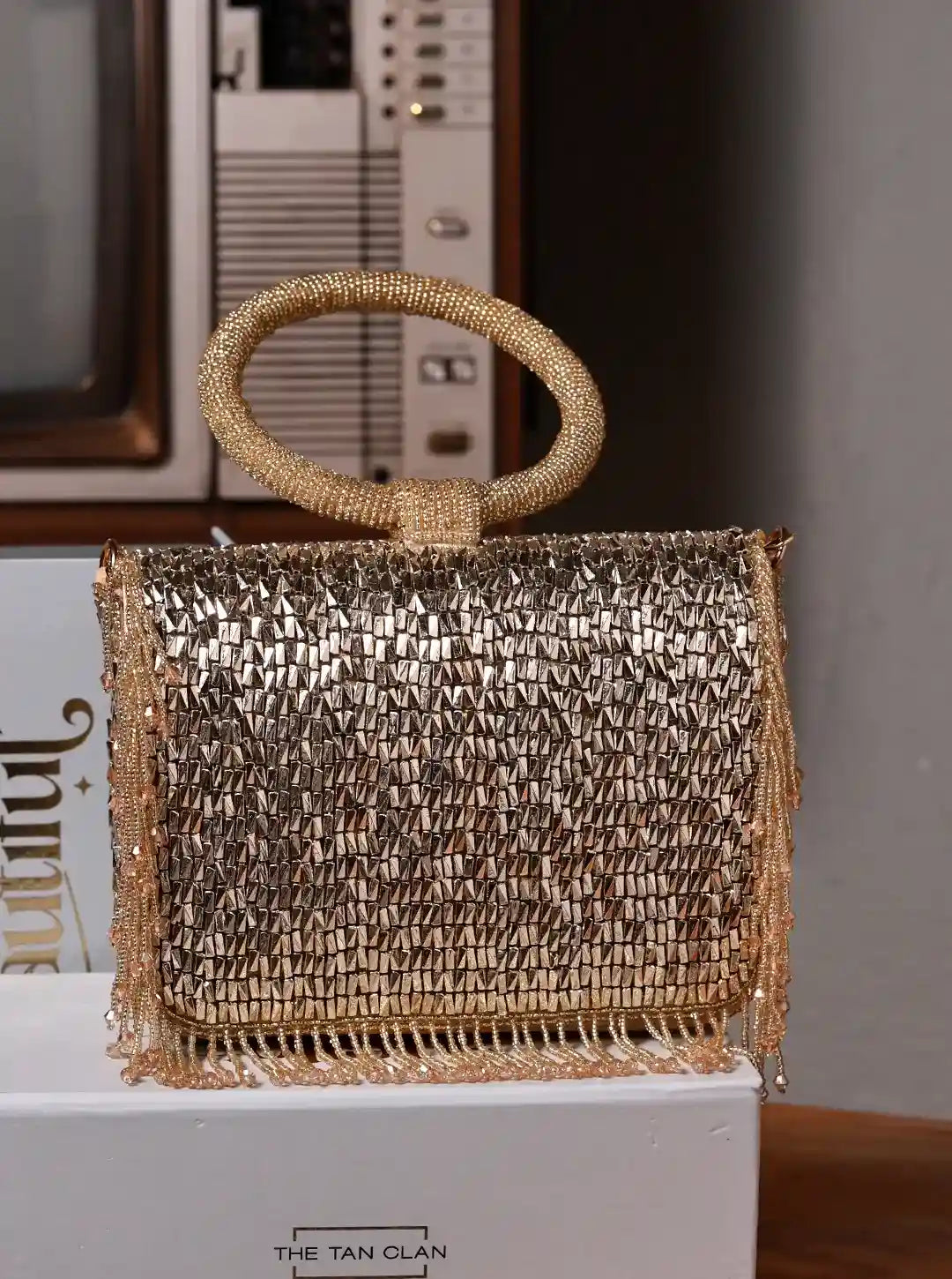 Sylvie Gold Flap over Bag