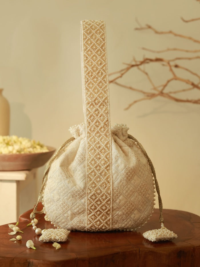 Taj Pearl Drawstring Bag with Handle