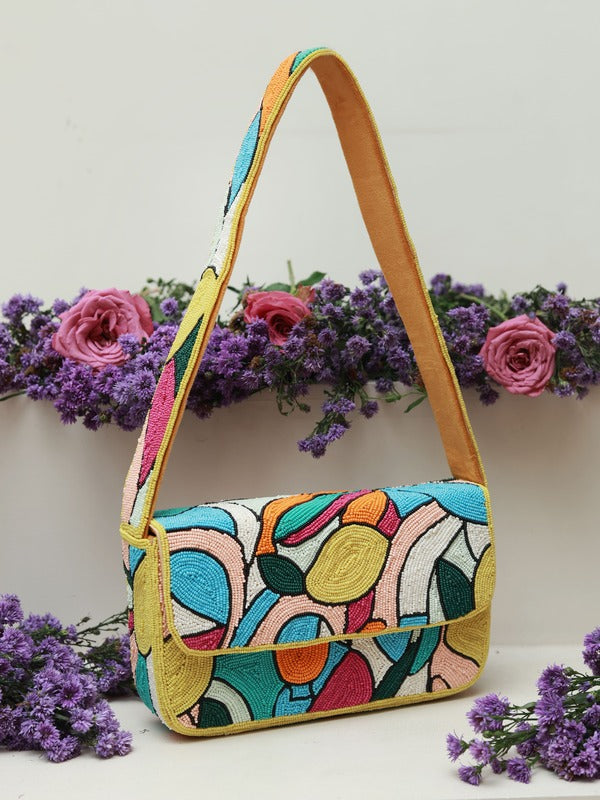 Poppy Multicolor Baguette Bag with Handle