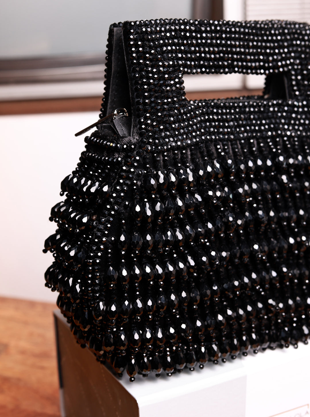 Cindy Black Pearls Box Clutch