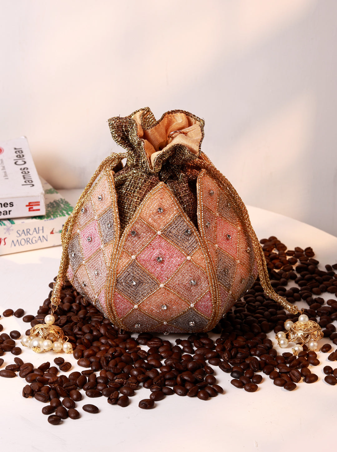 Juhi Lotus Potli with Pearl handle