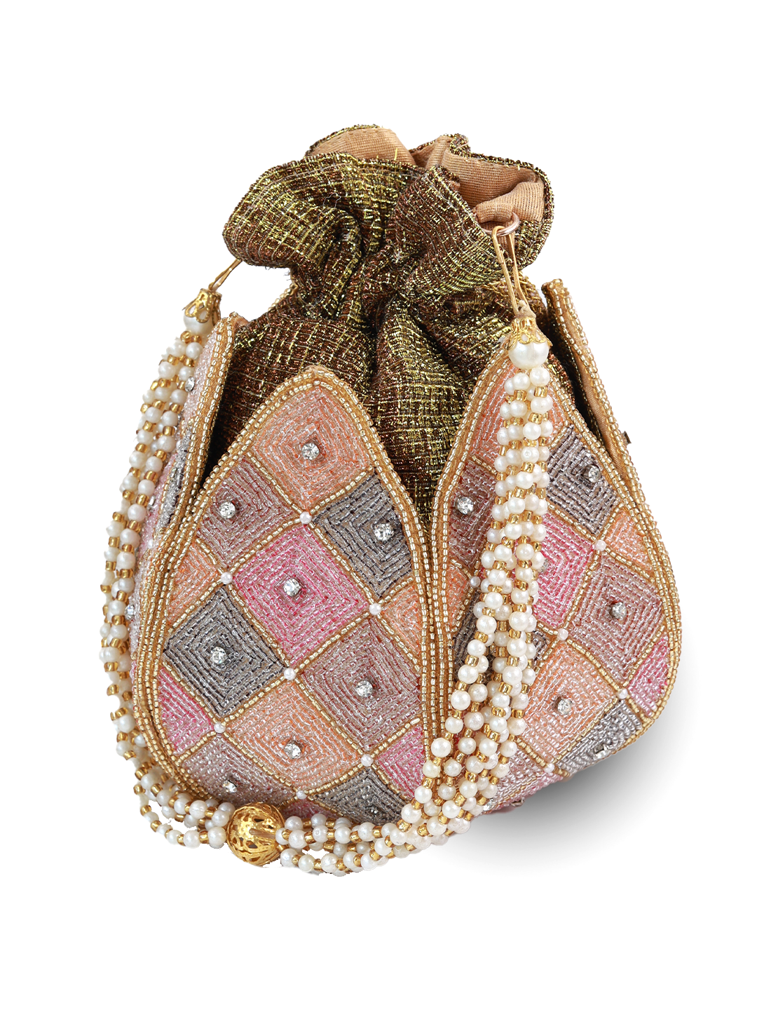 Juhi Lotus Potli with Pearl handle