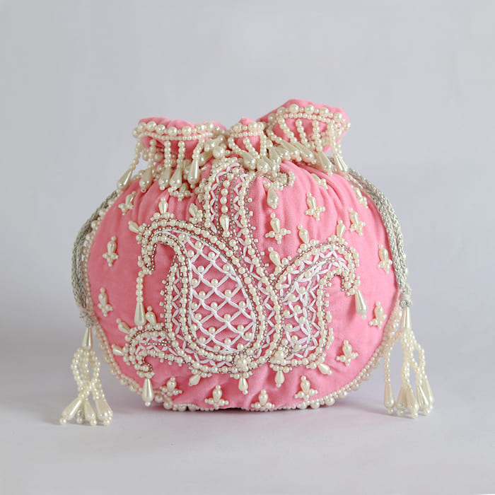 Sukoon Hand Embroidered Potli with Pearl Handle
