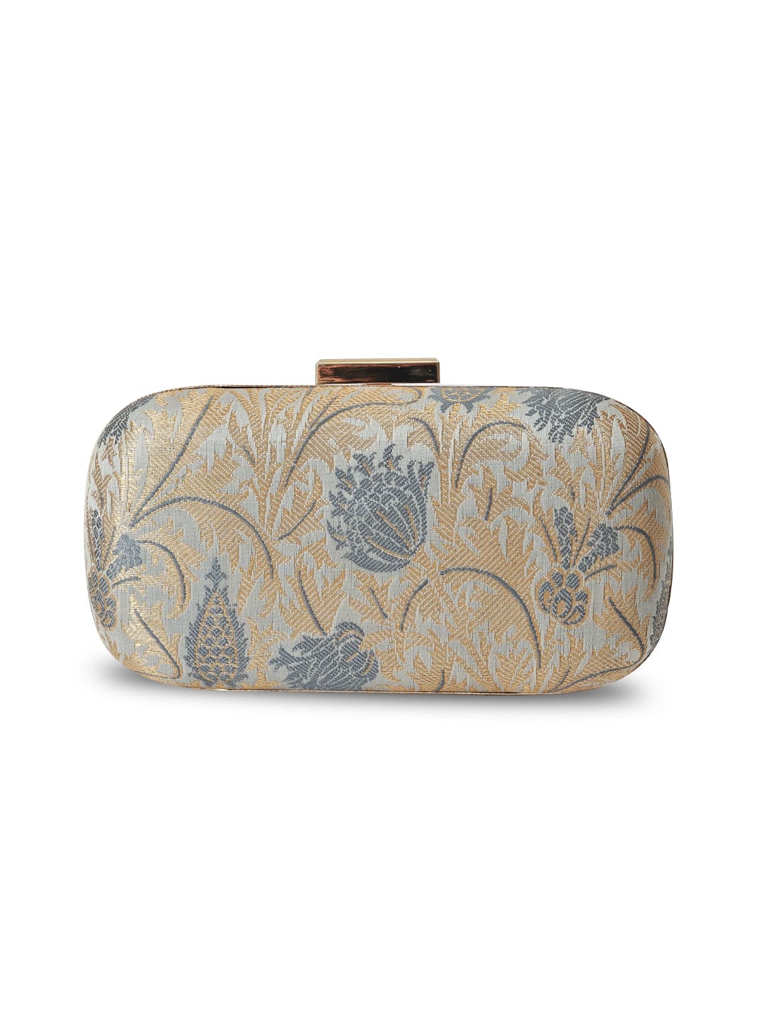 Elora Banarasi Grey Long Clutch
