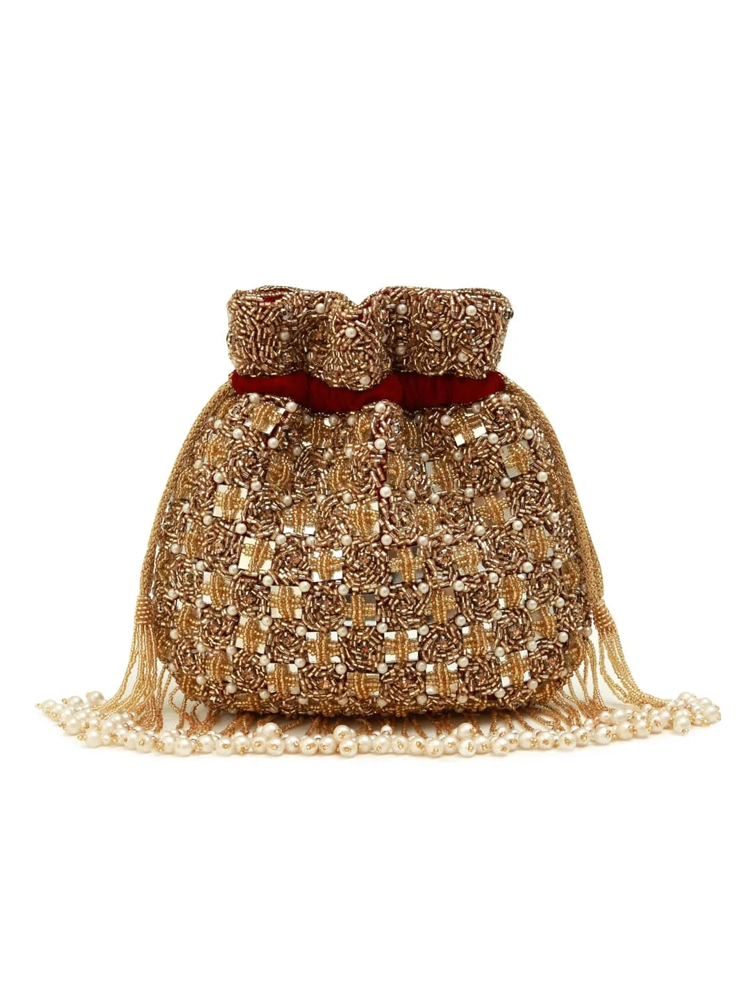 Sehaj Maroon Tasselled Potli Bag