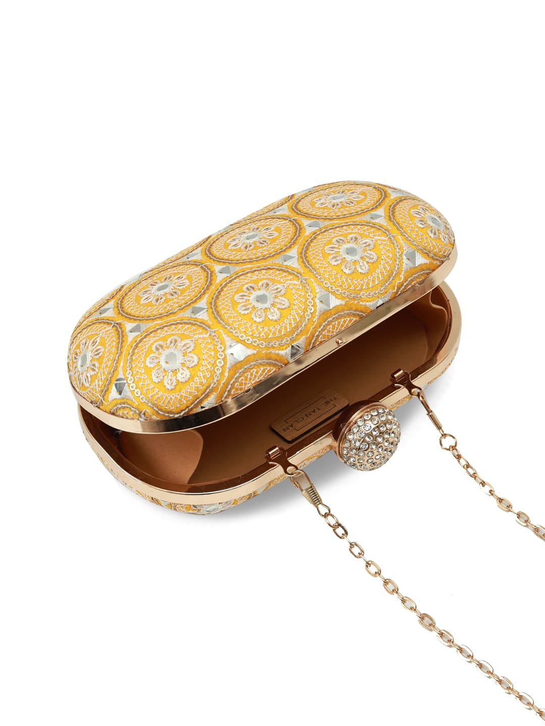 Inaara Yellow Oval Clutch