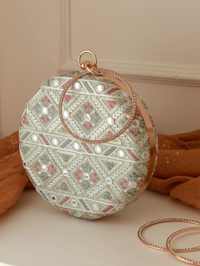 Ariba Green Round Clutch