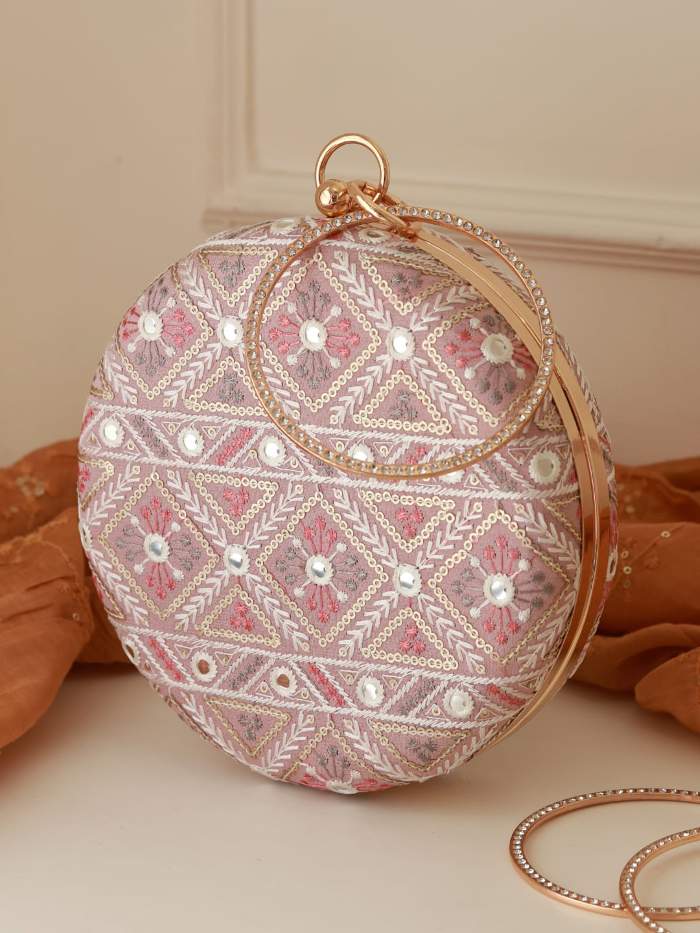 Ariba Pink Round Clutch