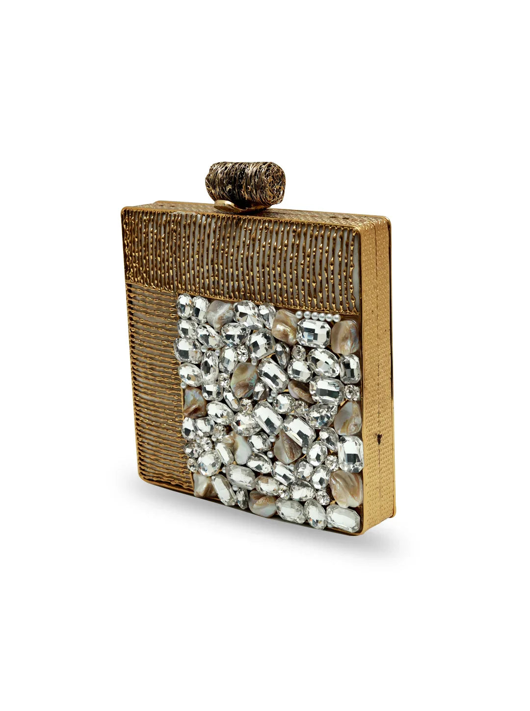 Sugar Embellished Brass Clutch