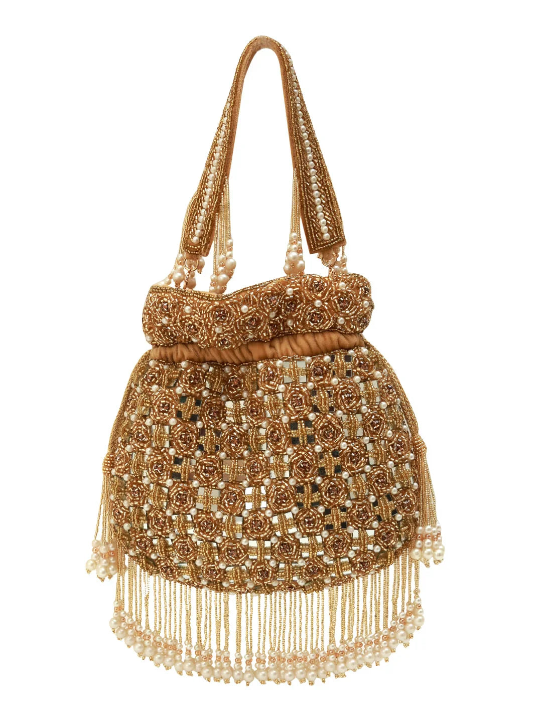 Sehaj Golden Tasselled Potli Bag