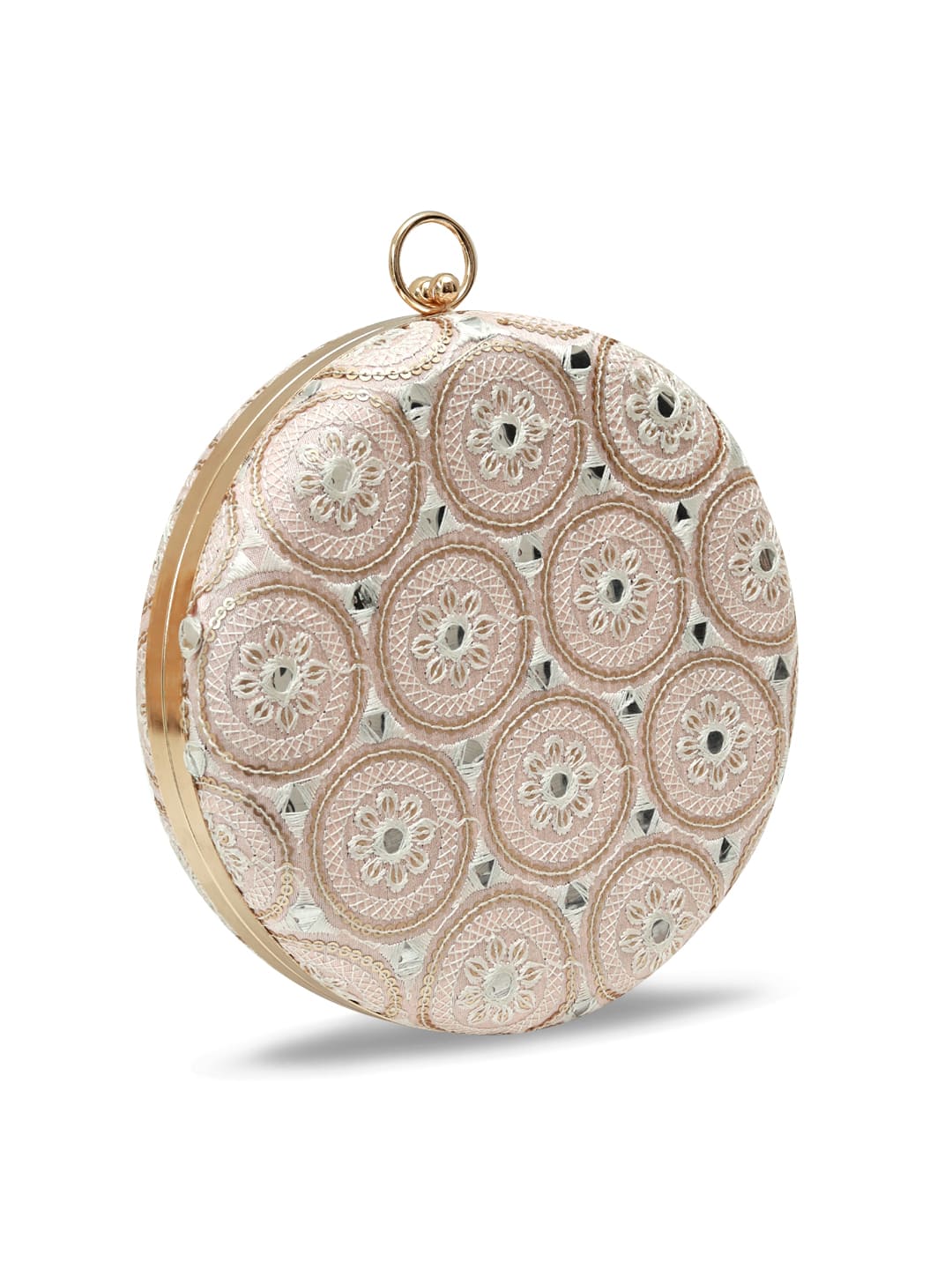 Inaara Peach Round Clutch