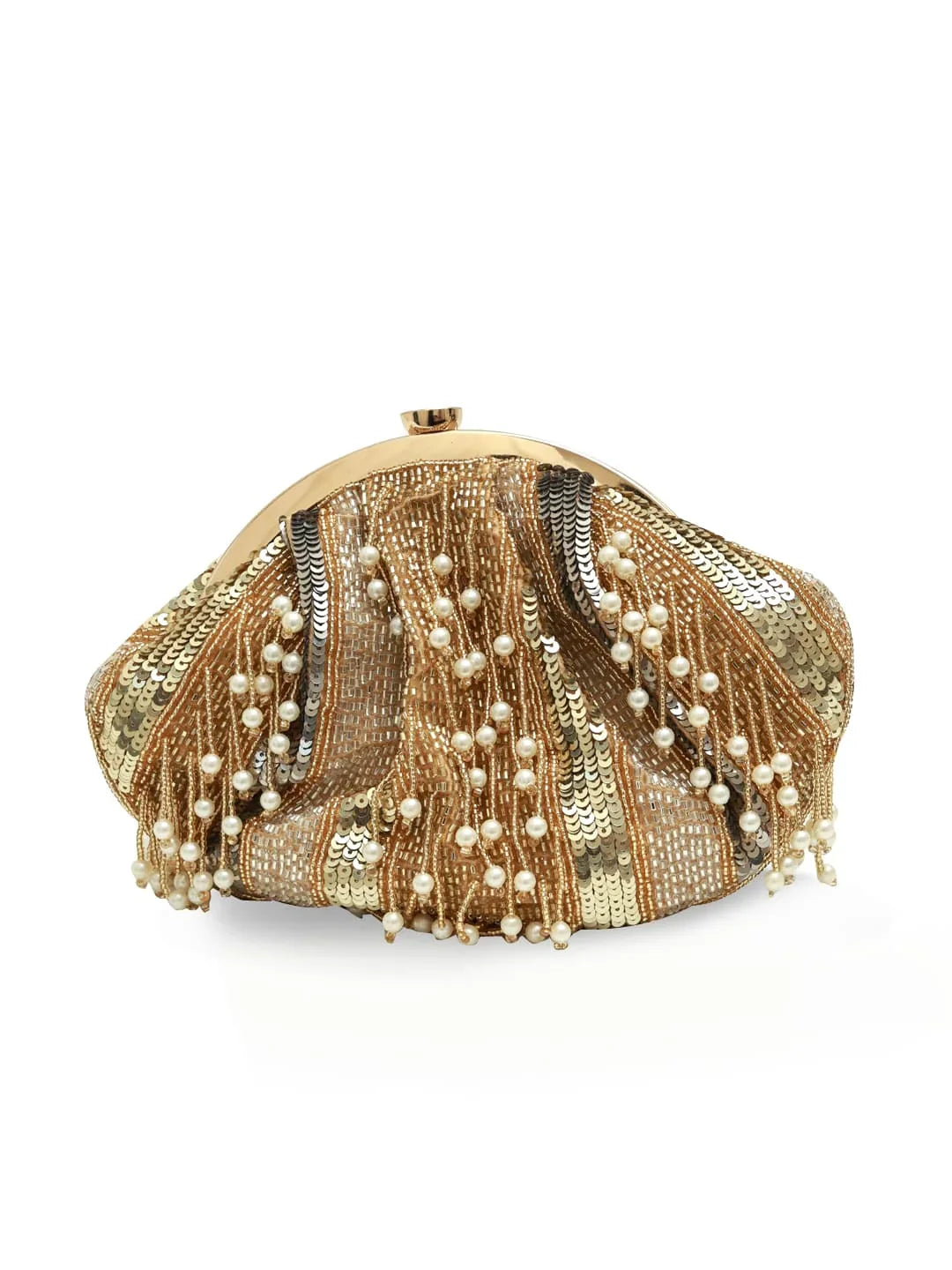 Ava Gold Pearl Batua Bag