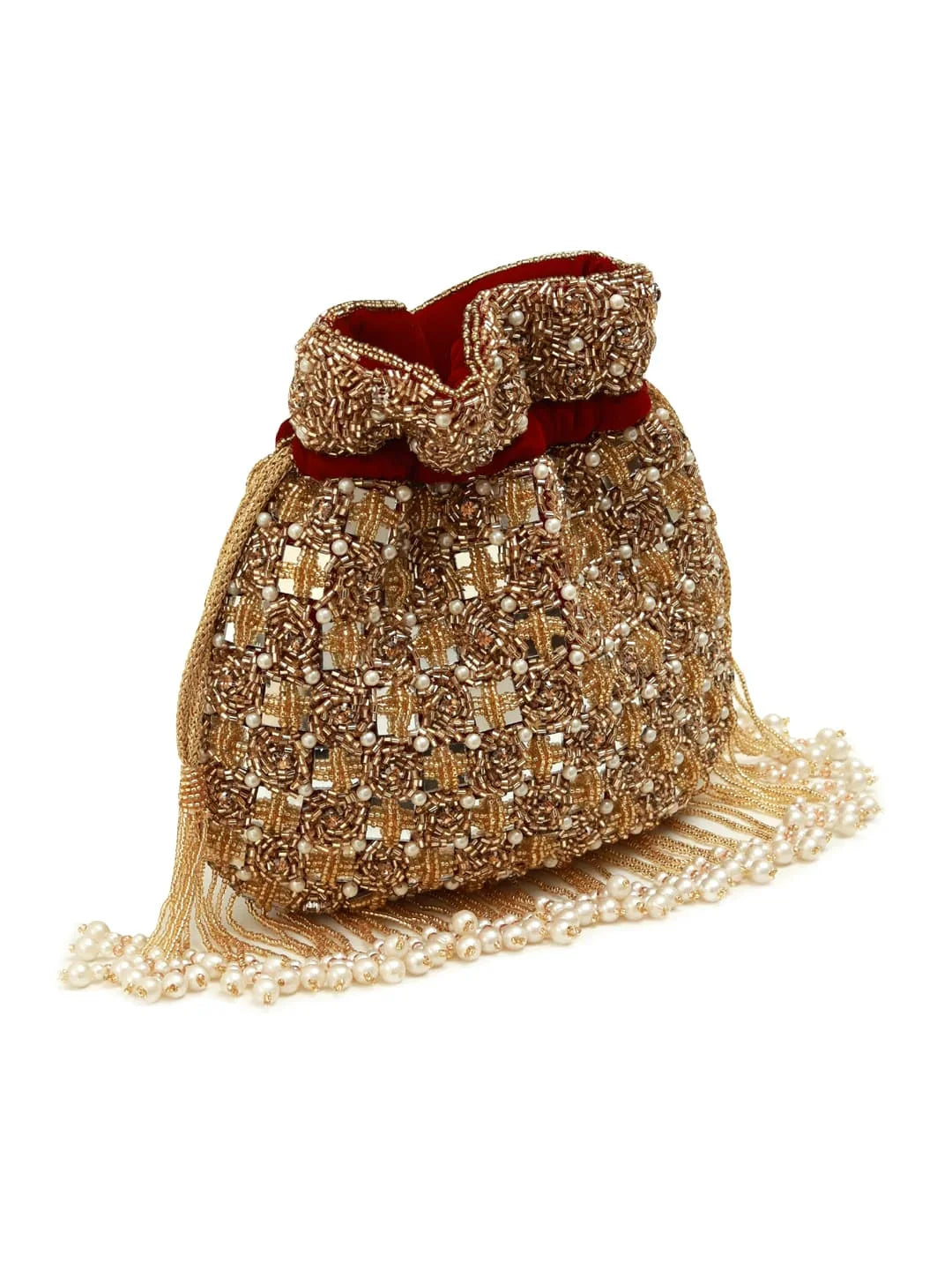 Sehaj Maroon Tasselled Potli Bag