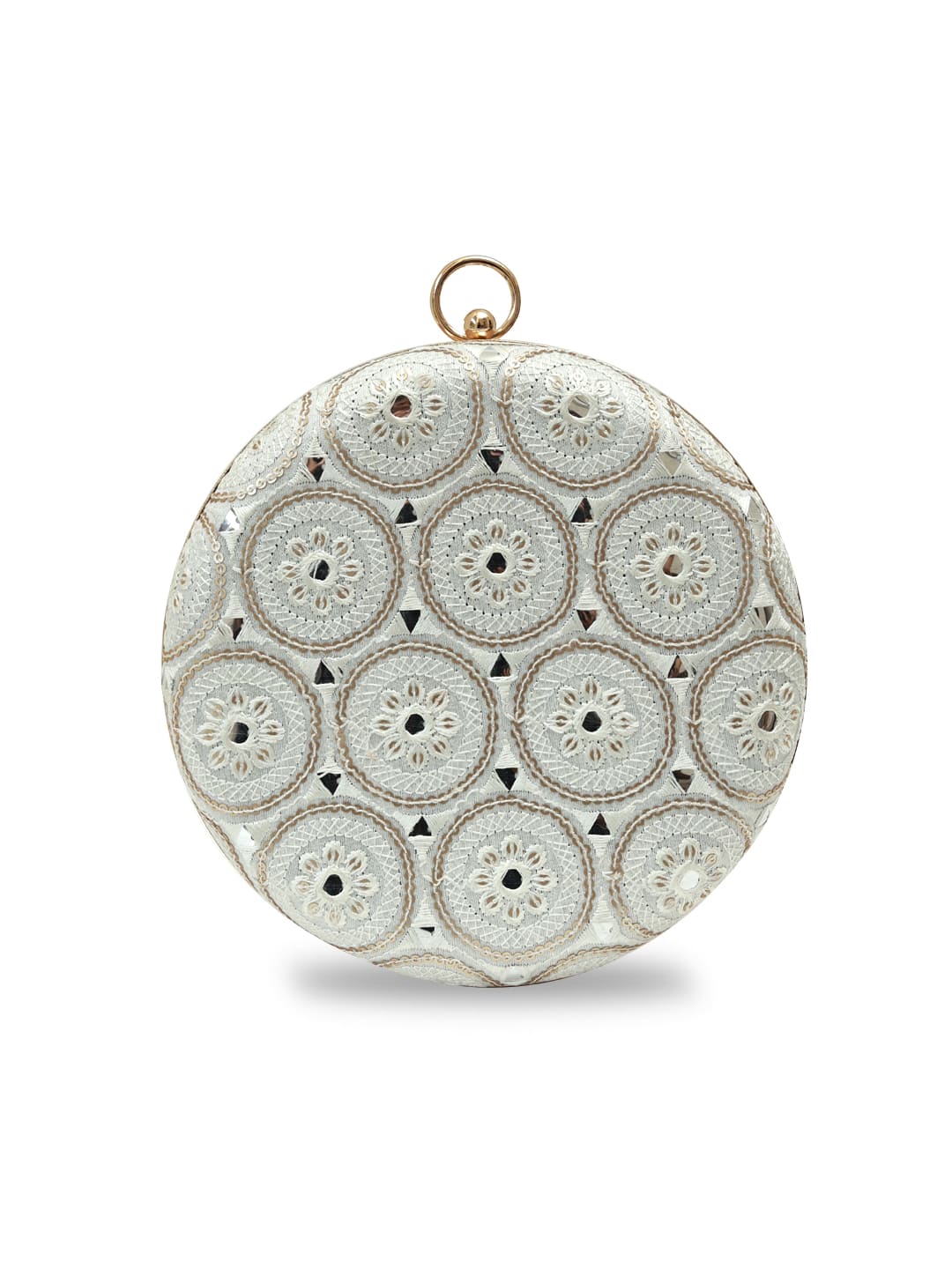 Inaara White Round Clutch