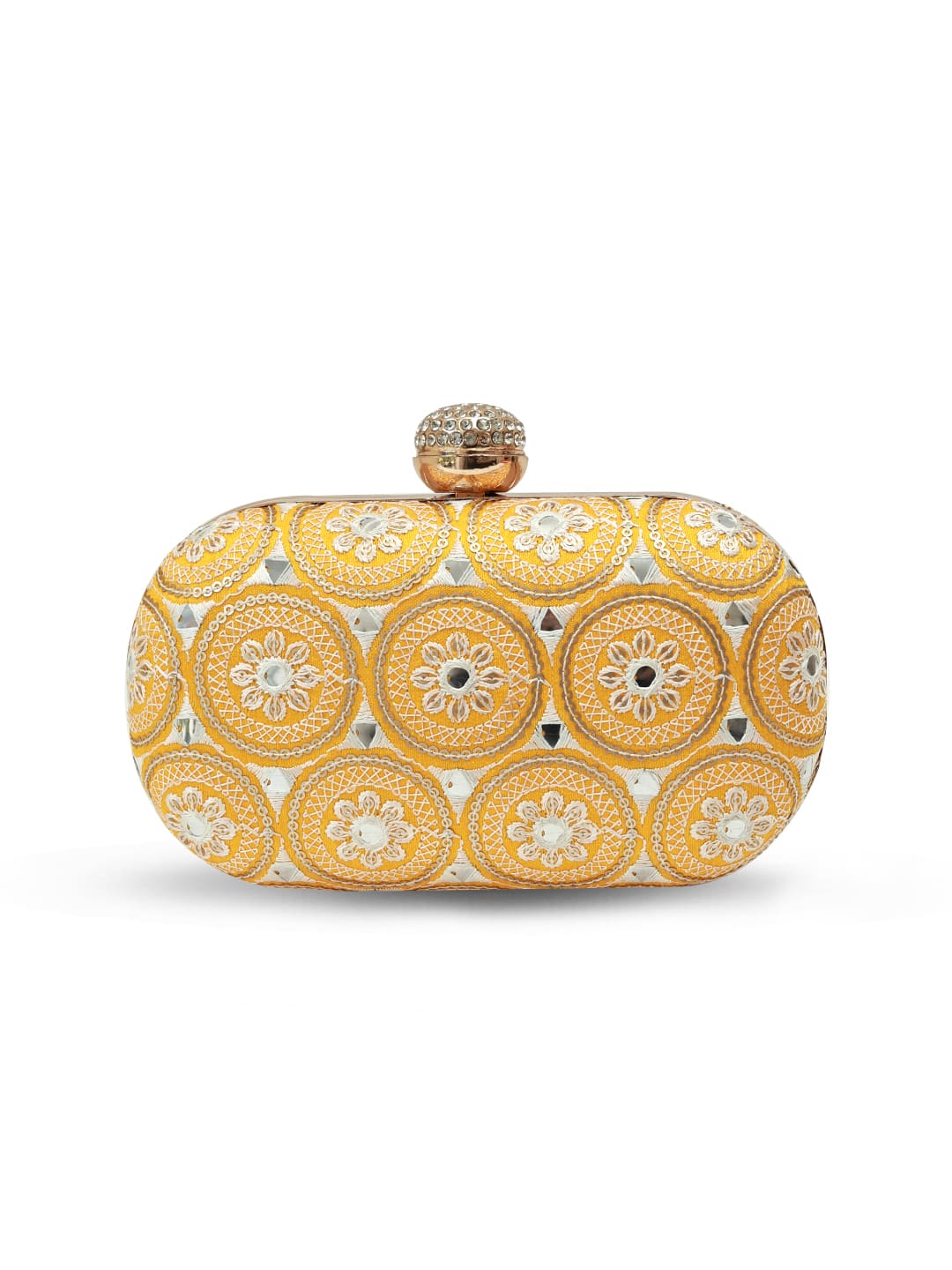 Inaara Yellow Oval Clutch