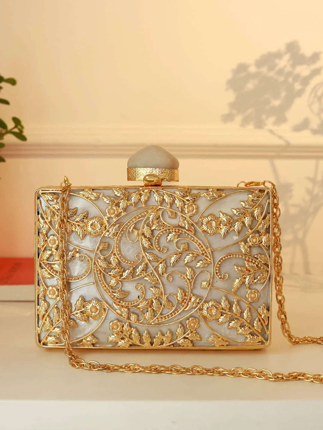 Uzma Intricate Brass Clutch