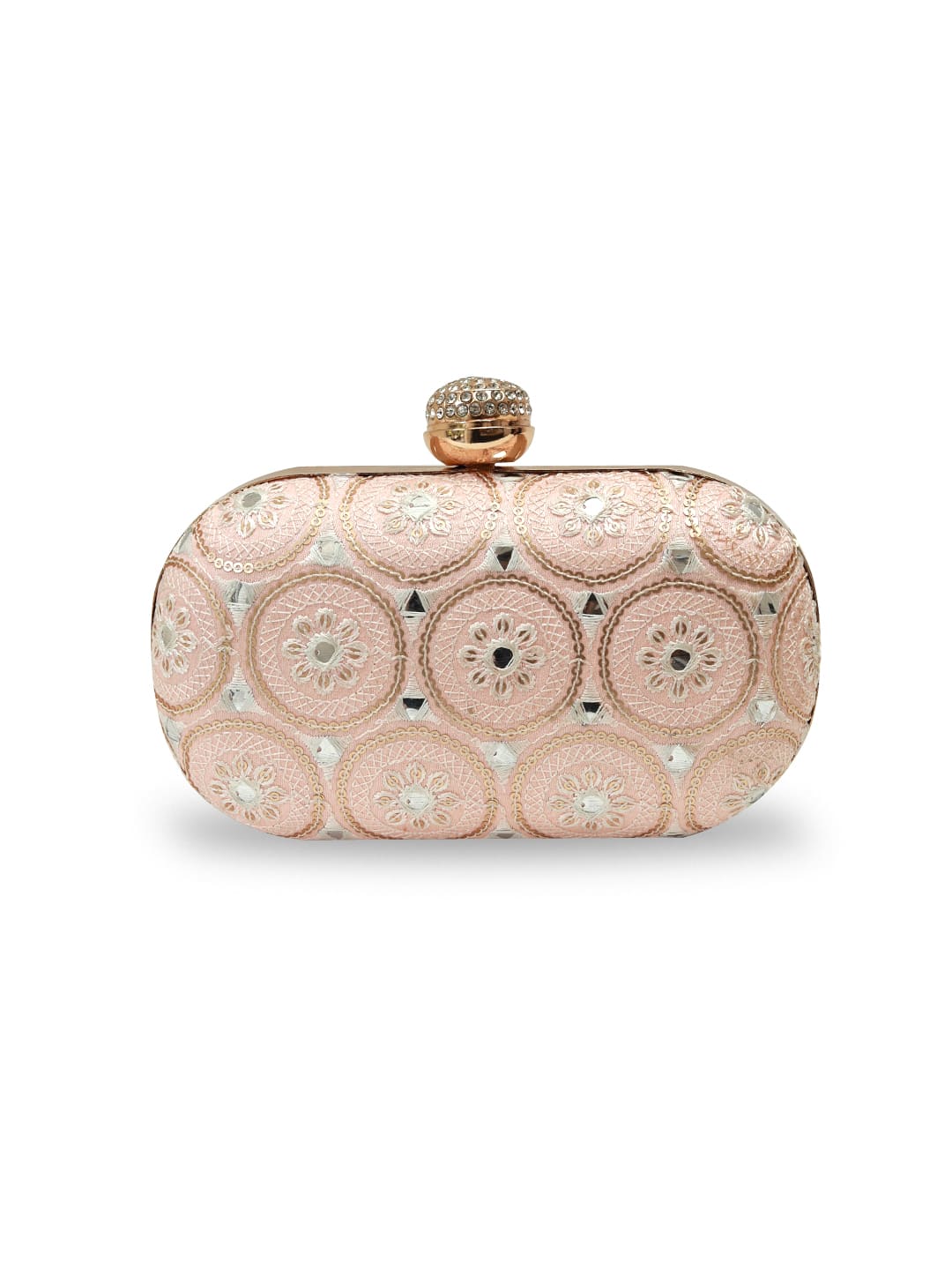 Inaara Peach Oval Clutch