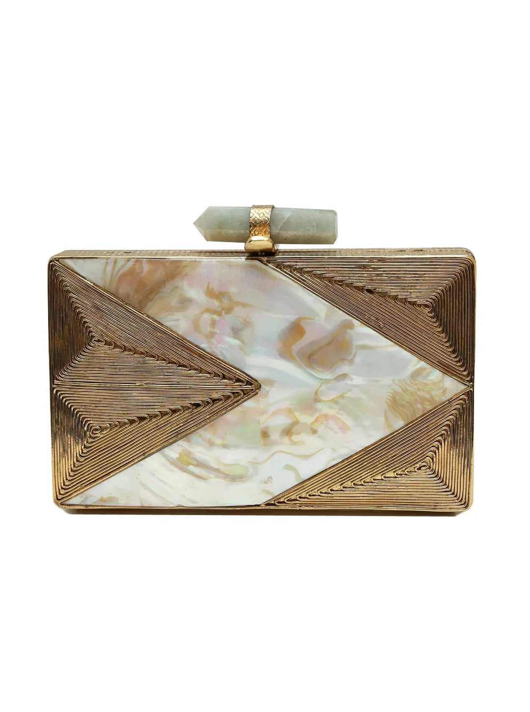 Krysty Mother of Pearl Brass Clutch