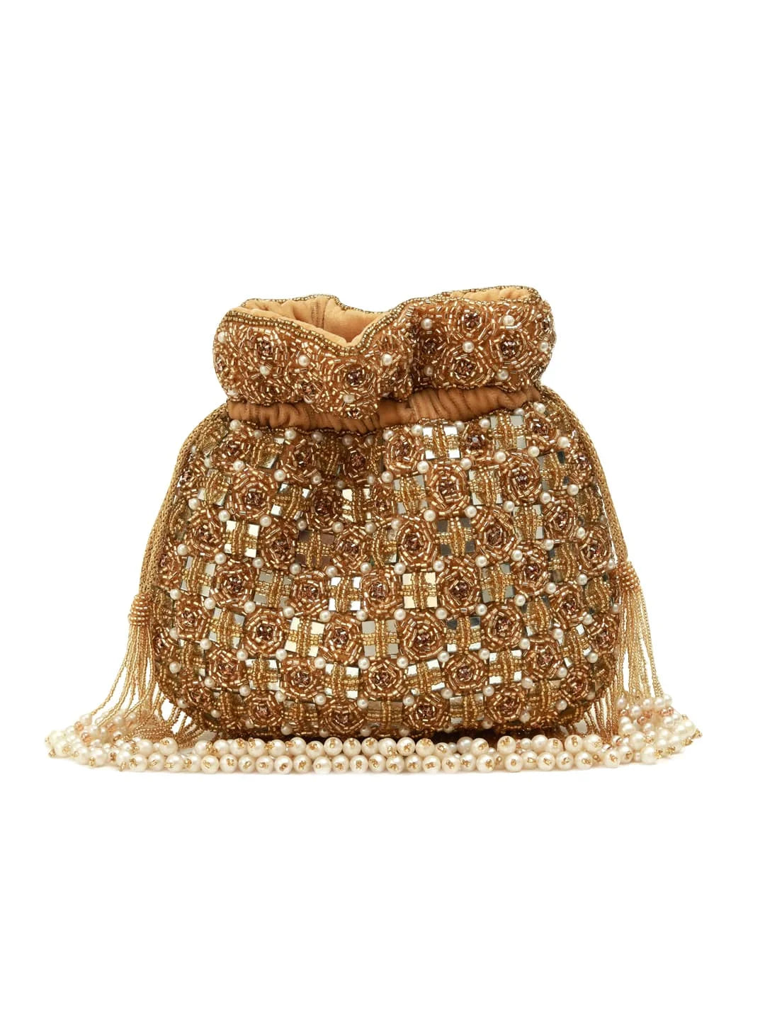 Sehaj Golden Tasselled Potli Bag