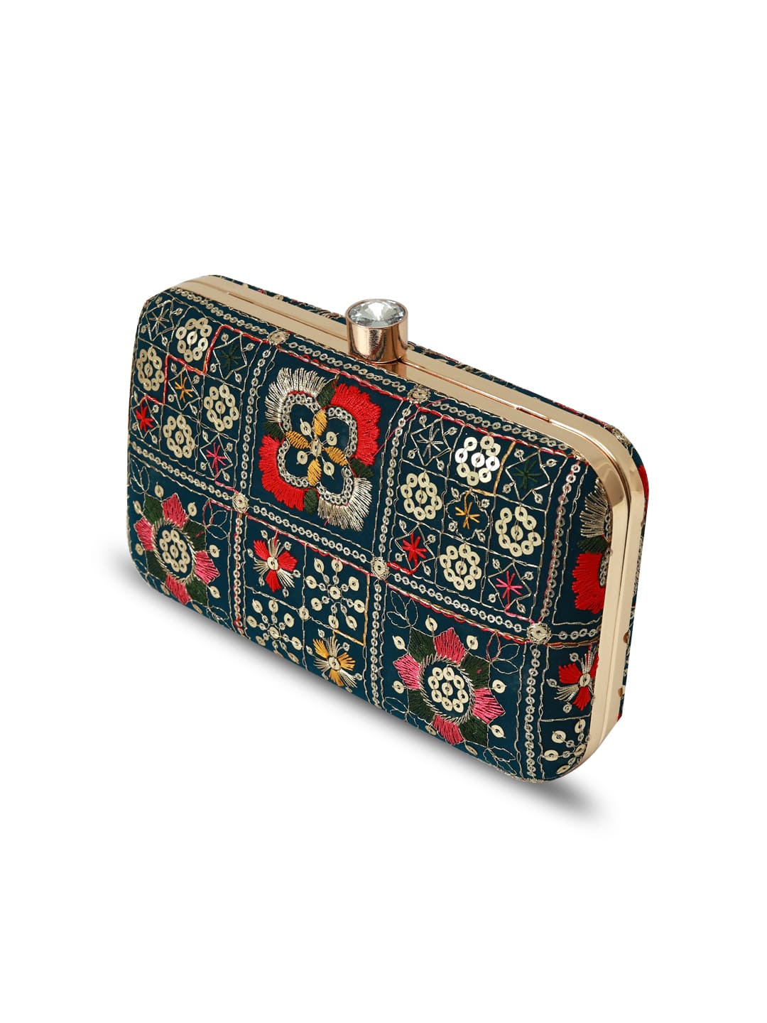 Elora Green Box Clutch