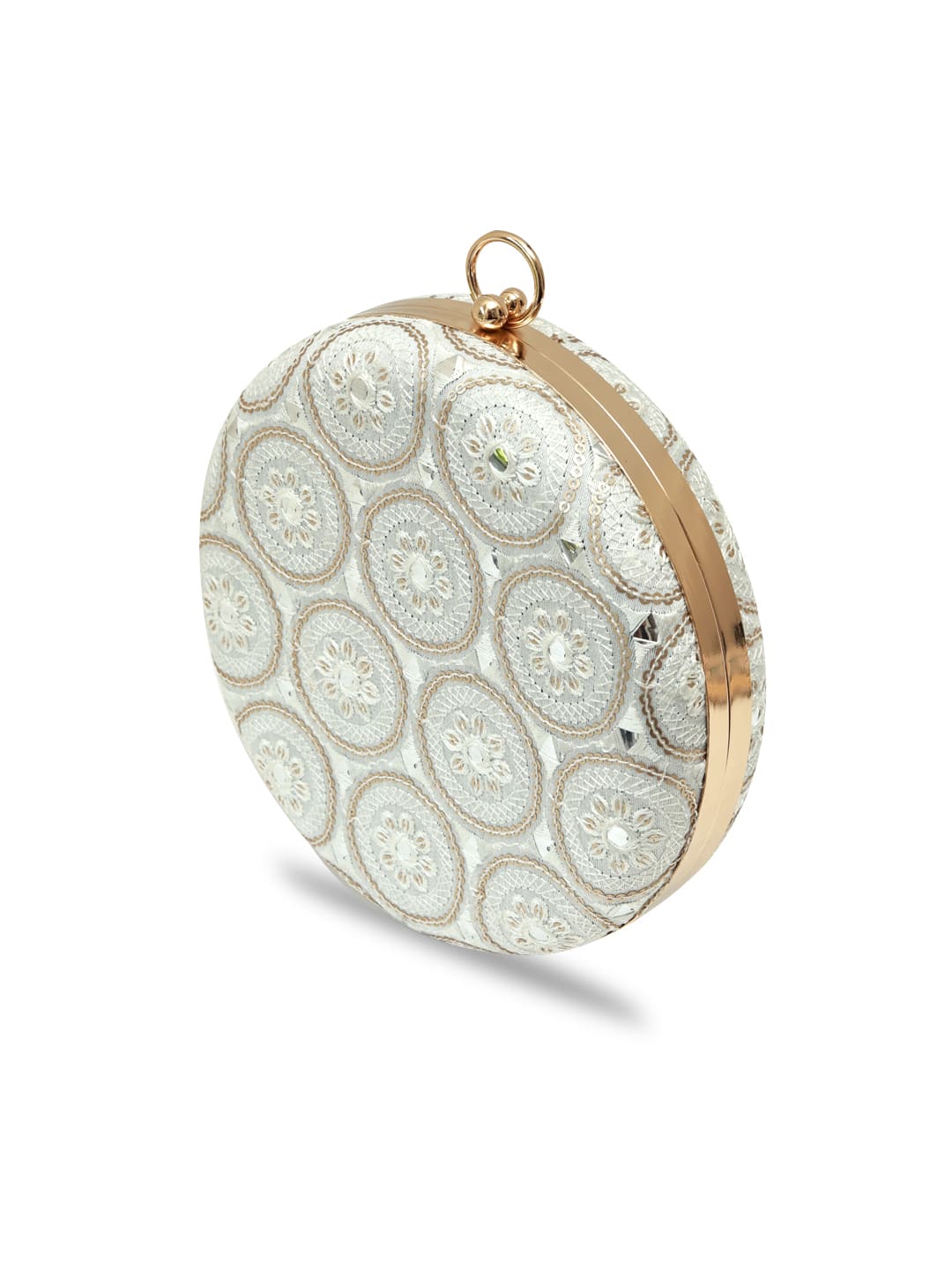 Inaara White Round Clutch