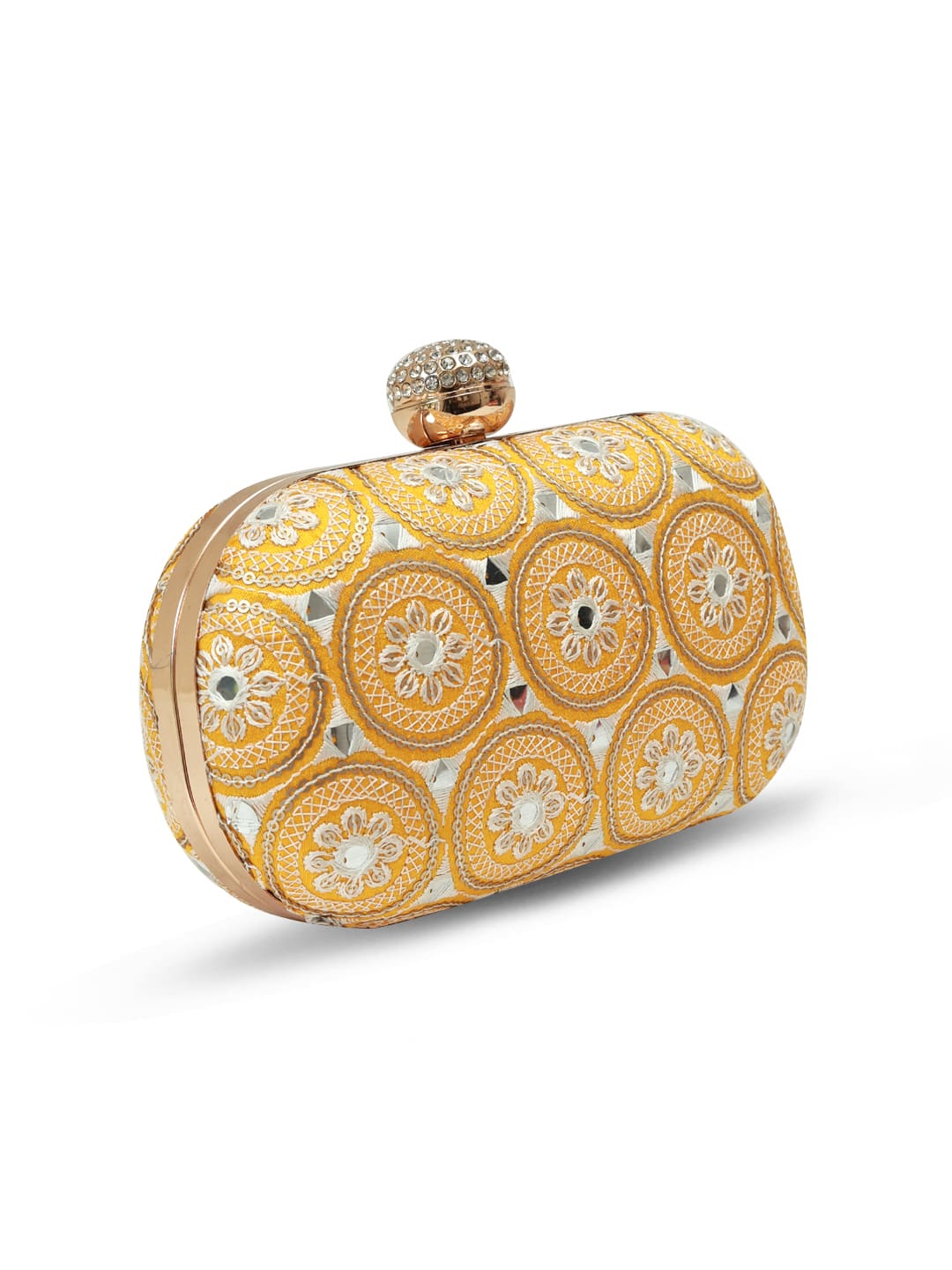 Inaara Yellow Oval Clutch
