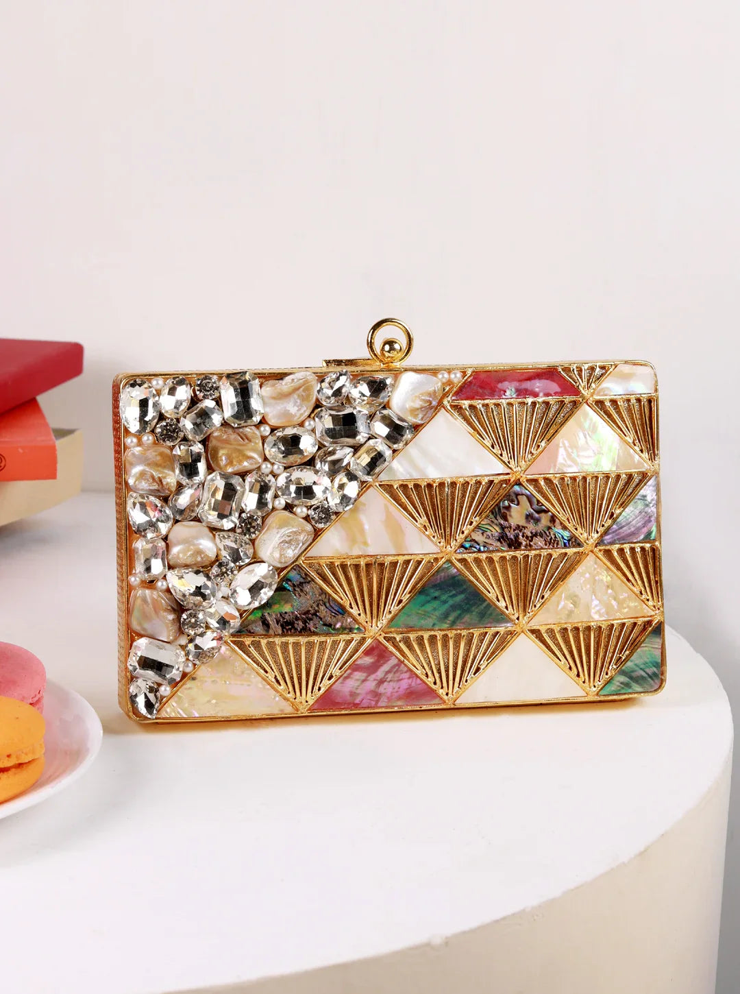 Rumi Embellished Brass Clutch