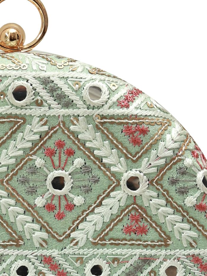 Ariba Green Round Clutch