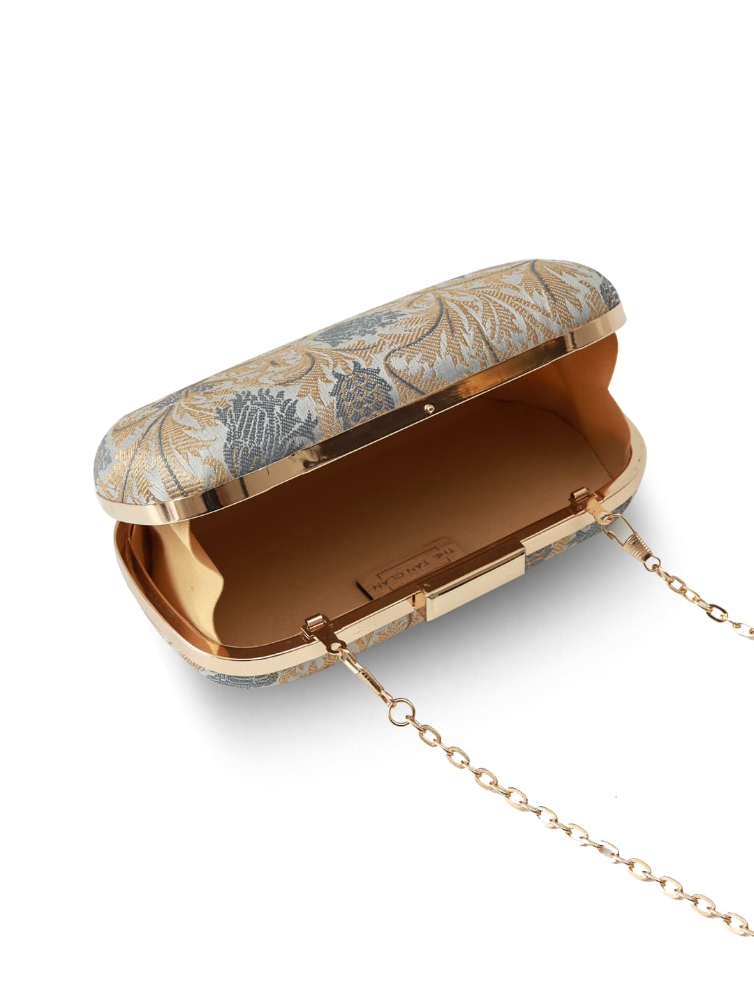 Elora Banarasi Grey Long Clutch