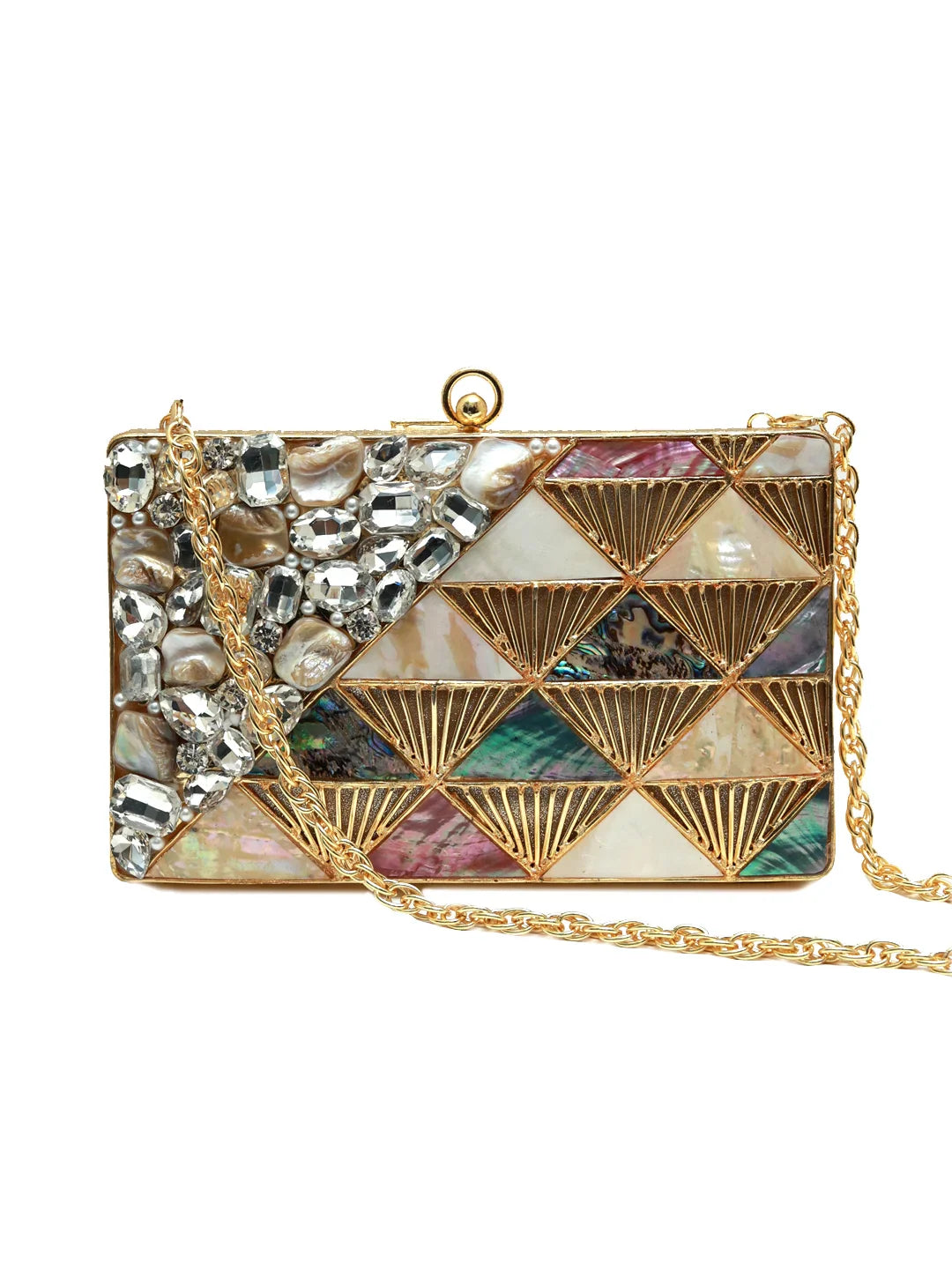 Rumi Embellished Brass Clutch