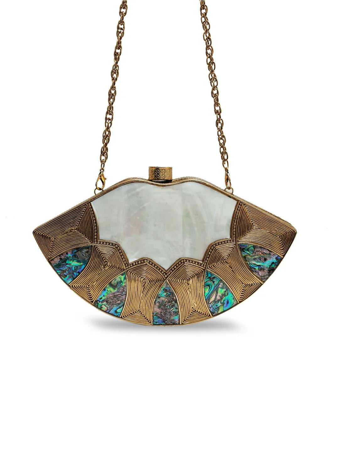 Zuri Mother of Pearl Brass Clutch