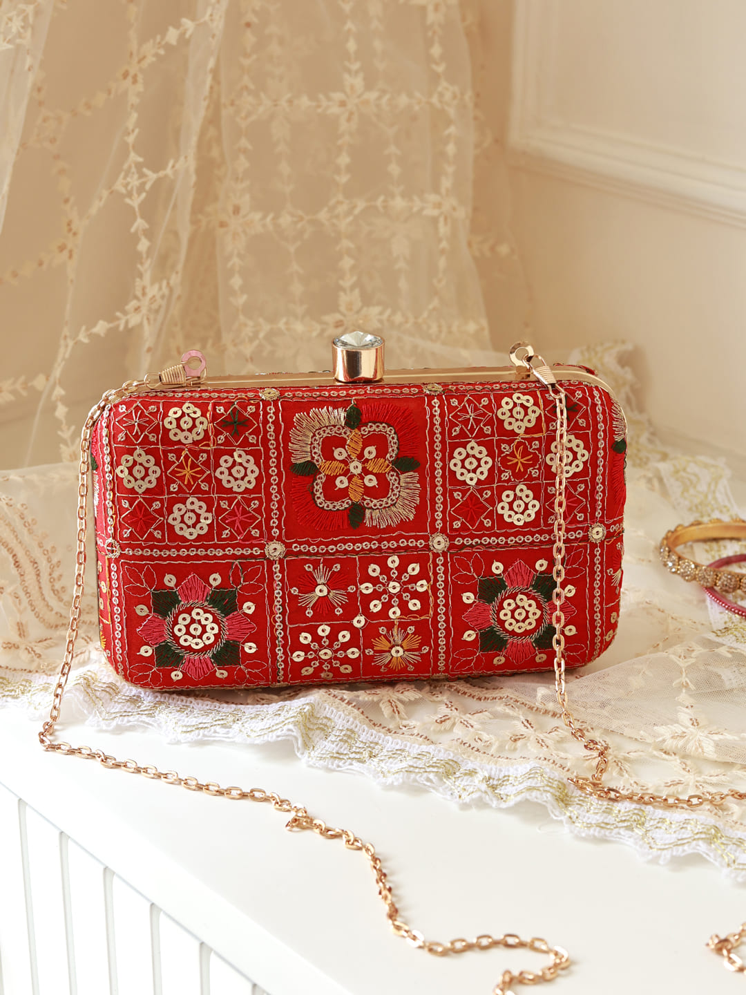Elora Red Box Clutch
