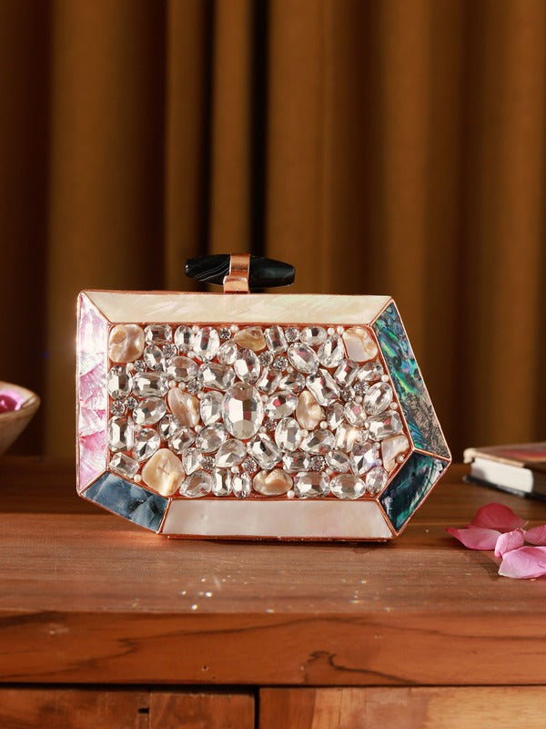Hannah Embellished Mother of Pearl Clutch