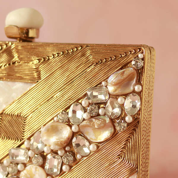 Aisha Embellished Mother of Pearl Clutch