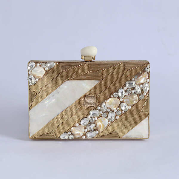 Aisha Embellished Mother of Pearl Clutch