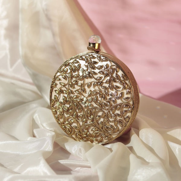 Gazal Intricate Brass Work with Mother of Pearl Clutch
