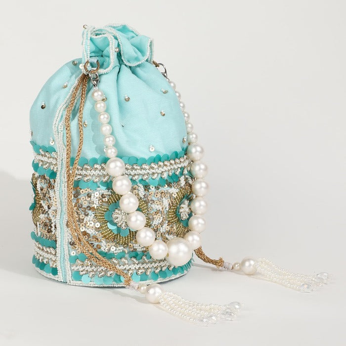 Ama Drawstring Bag with Pearl Handle