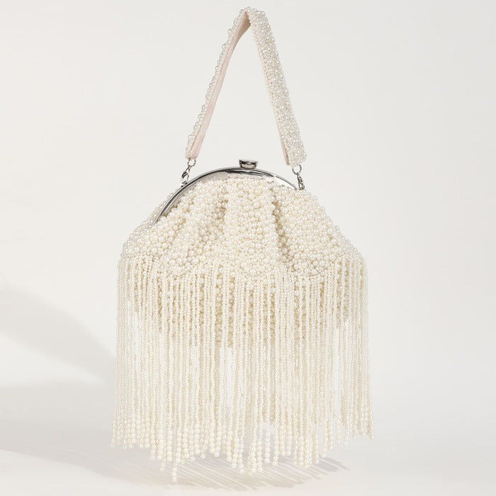 Pearl Bucket Bag with Tassels