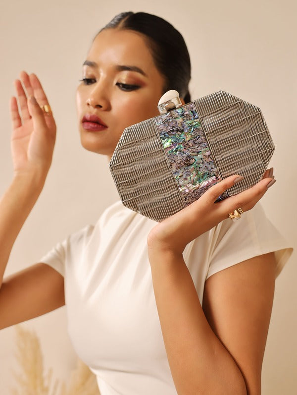 Misha Silver Mother of Pearl Clutch