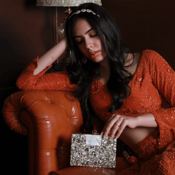 Saba Embellished Brass Clutch