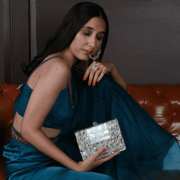 Zoya Embellished Brass Clutch