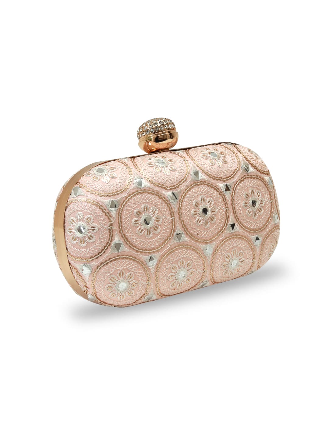 Inaara Peach Oval Clutch