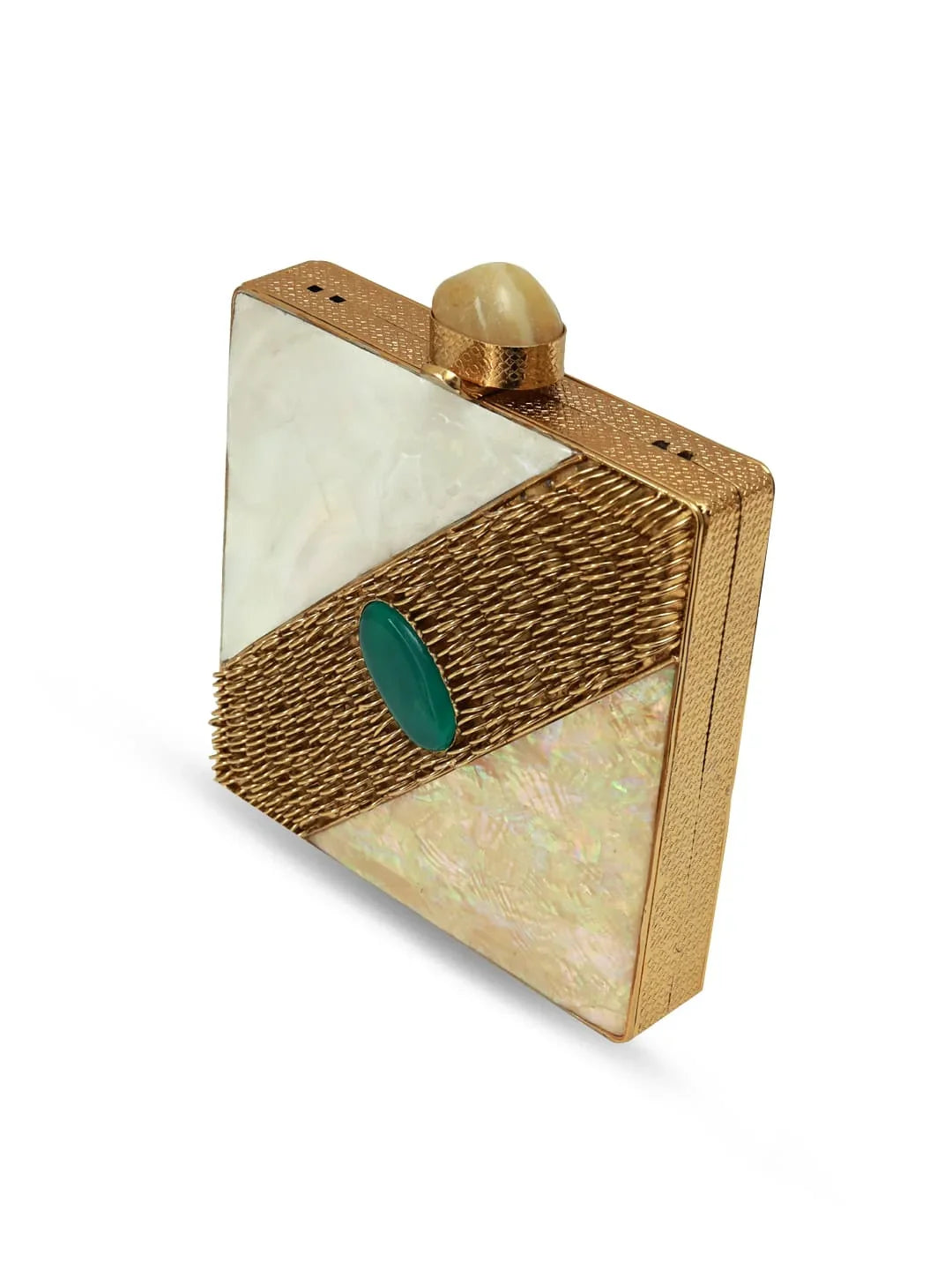 Zainab Mother of Pearl Brass Clutch