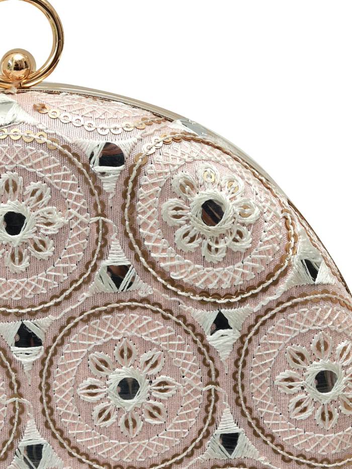 Inaara Peach Round Clutch