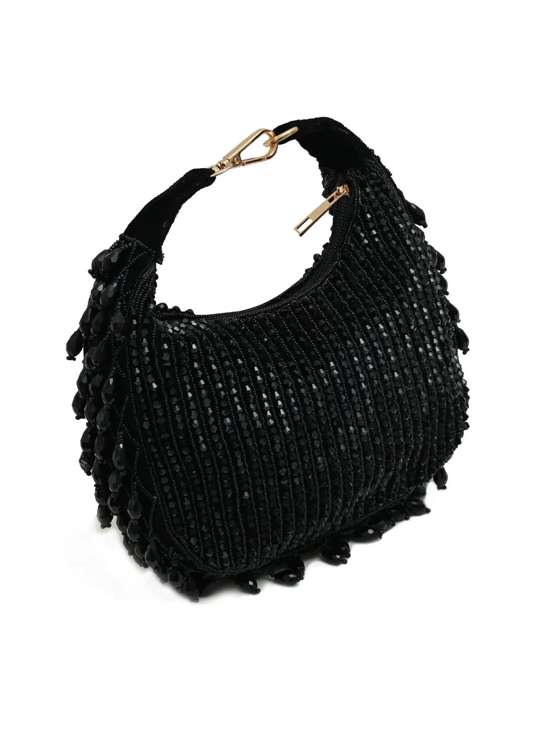 Sera Black Drop Pearls Bucket Bag