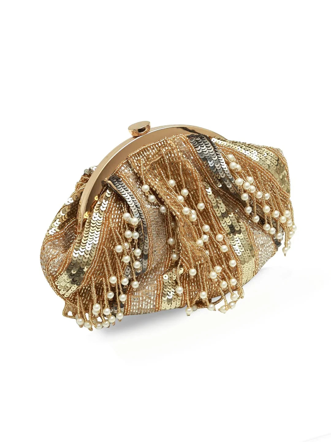 Ava Gold Pearl Batua Bag