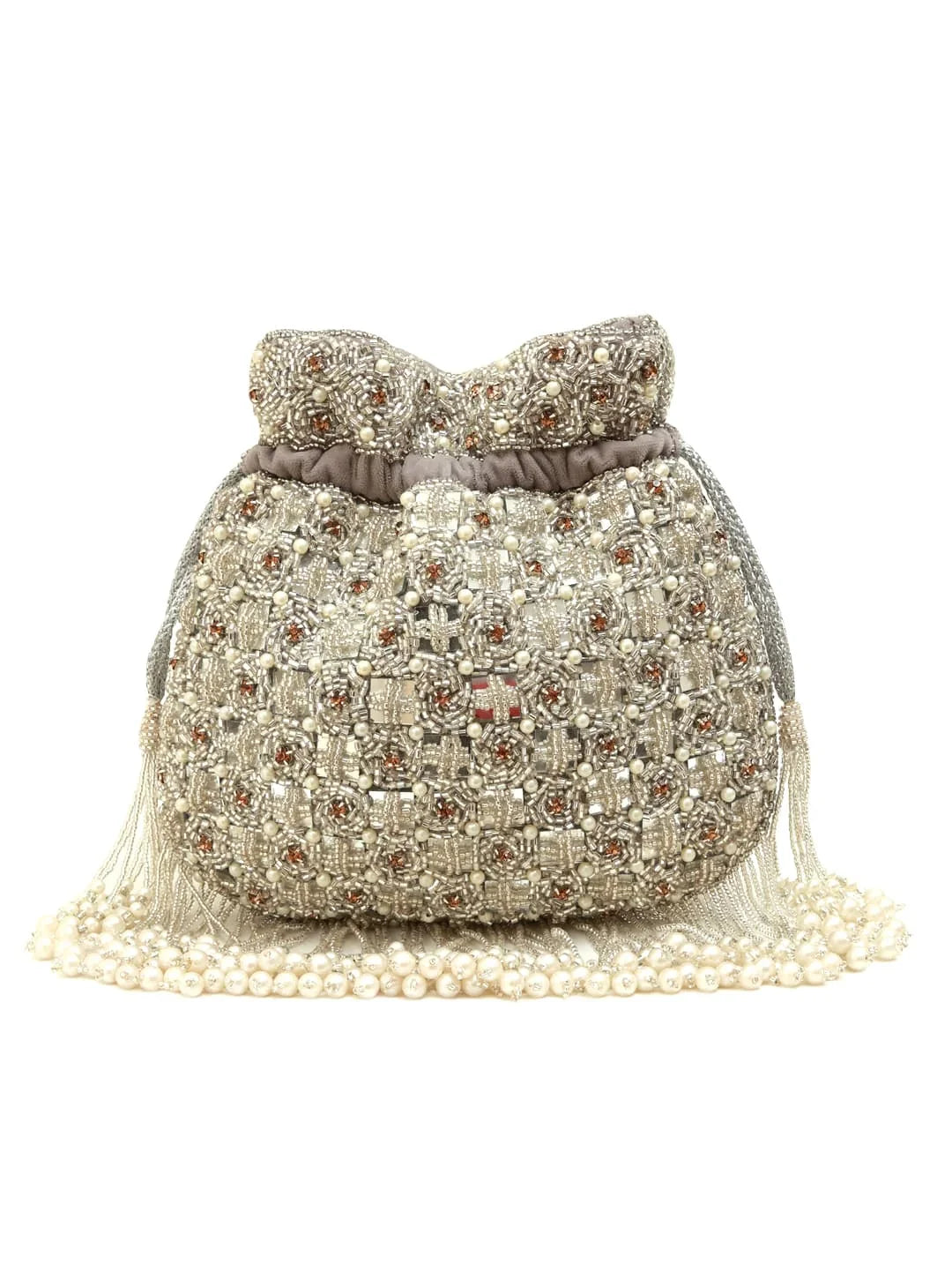 Sehaj Grey Tasselled Potli Bag