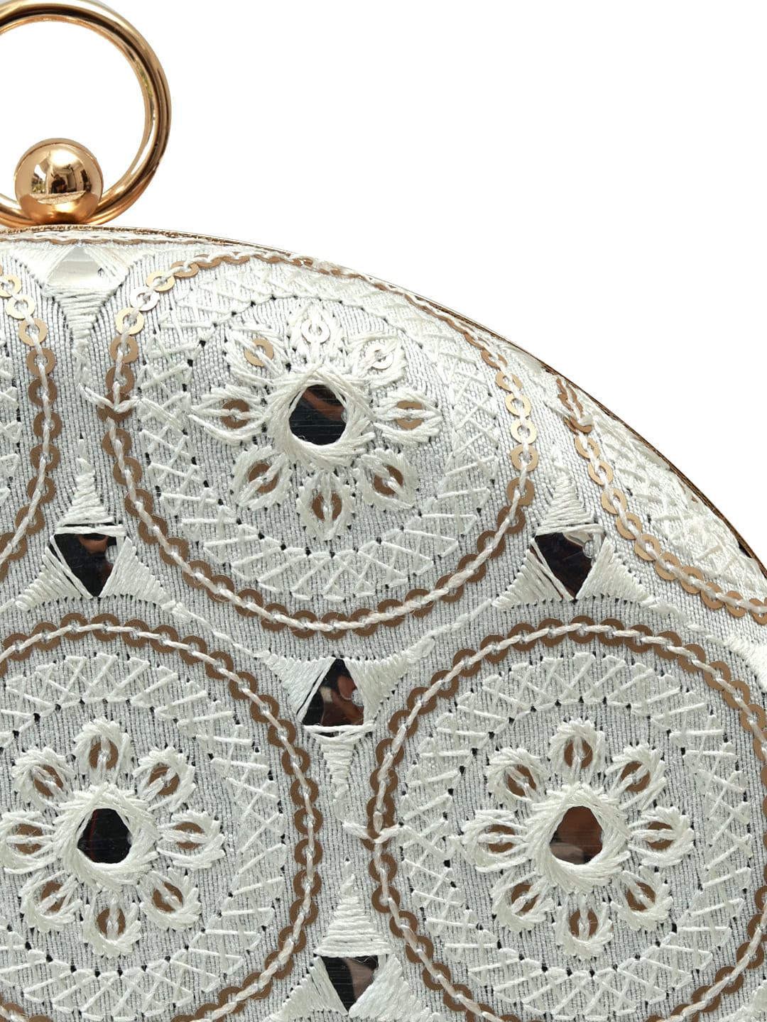 Inaara White Round Clutch