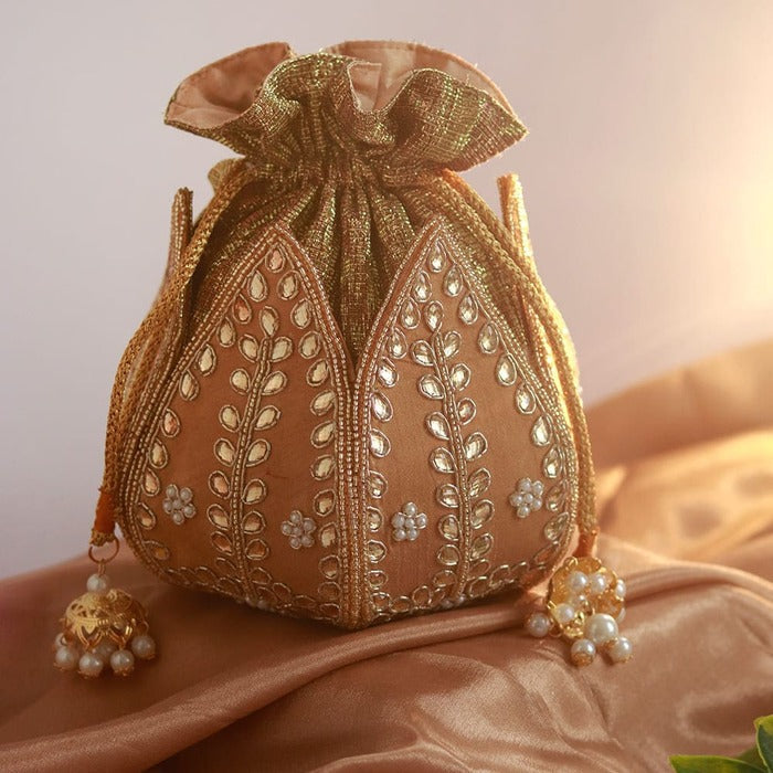 Sindh Kundan Handwork Mini Lotus Potli